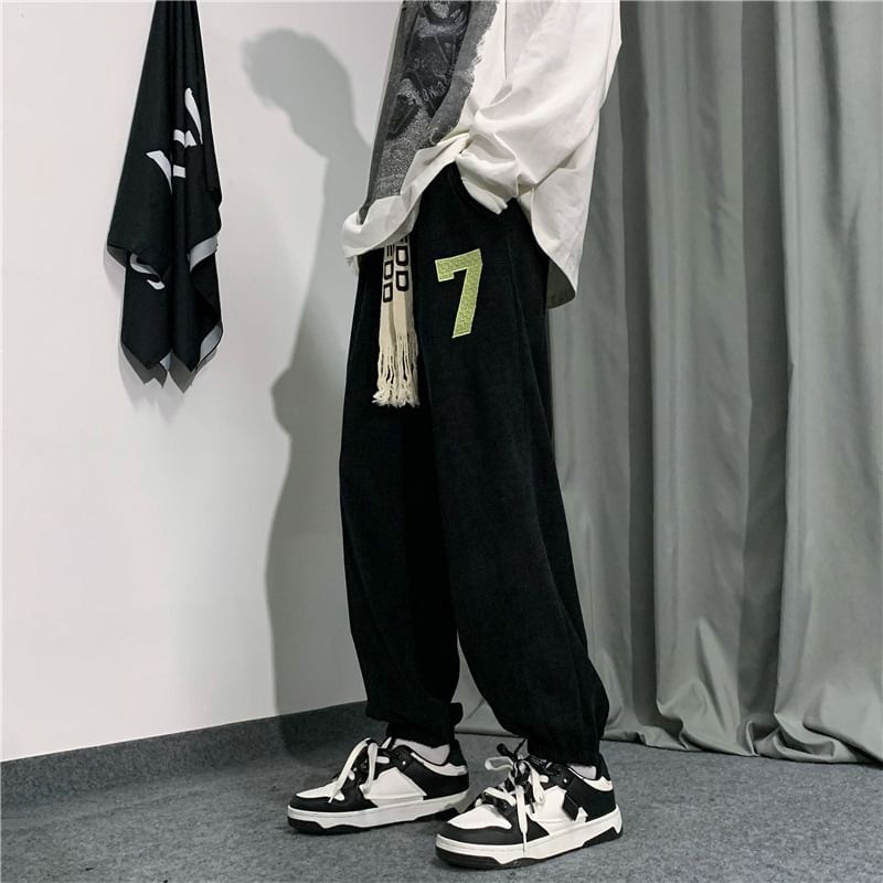 Sinlarity - Mid Rise Number geborduurde cropped harembroek
