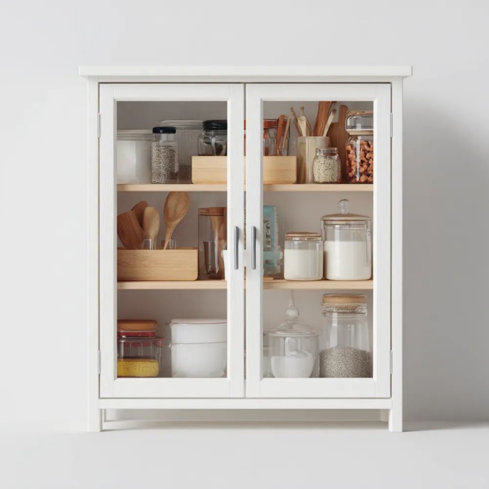 Moderne Vitrine aus Holz 90x35x100 cm - Weiß