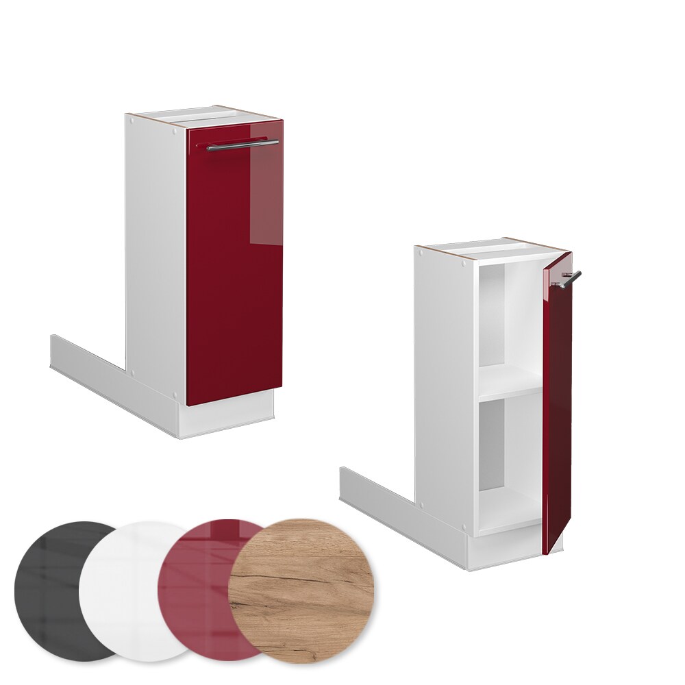 Vicco Regalinselunterschrank Küchenschrank Küchenmöbel Fame-Line Weiß Bordeaux Rot 30 cm modern Hochglanz Küche Einbauküche Kücheninsel Drehtür Einlegeboden Blende Küchenunterschrank Küchenzeile