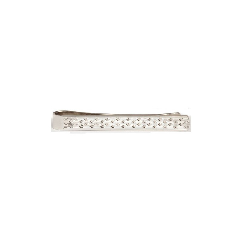 Pince à cravate . Acier rhodié Motifs