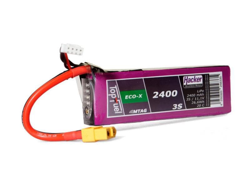 Hacker RC-Akku LiPo 2400 mAh 11.1 V 20C TopFuel ECO-X MTAG 3S LiPo-Akku für Flugmodelle