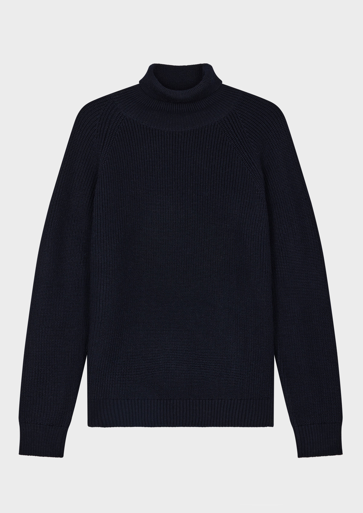 Pull col roulé en laine Mérinos mélangée unie bleu nuit