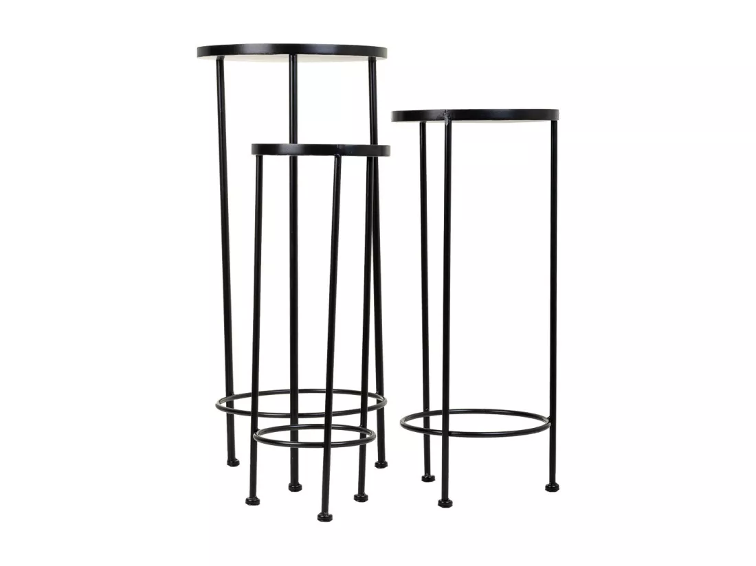 Ensemble de 3 supports en mosaïque et métal noirs