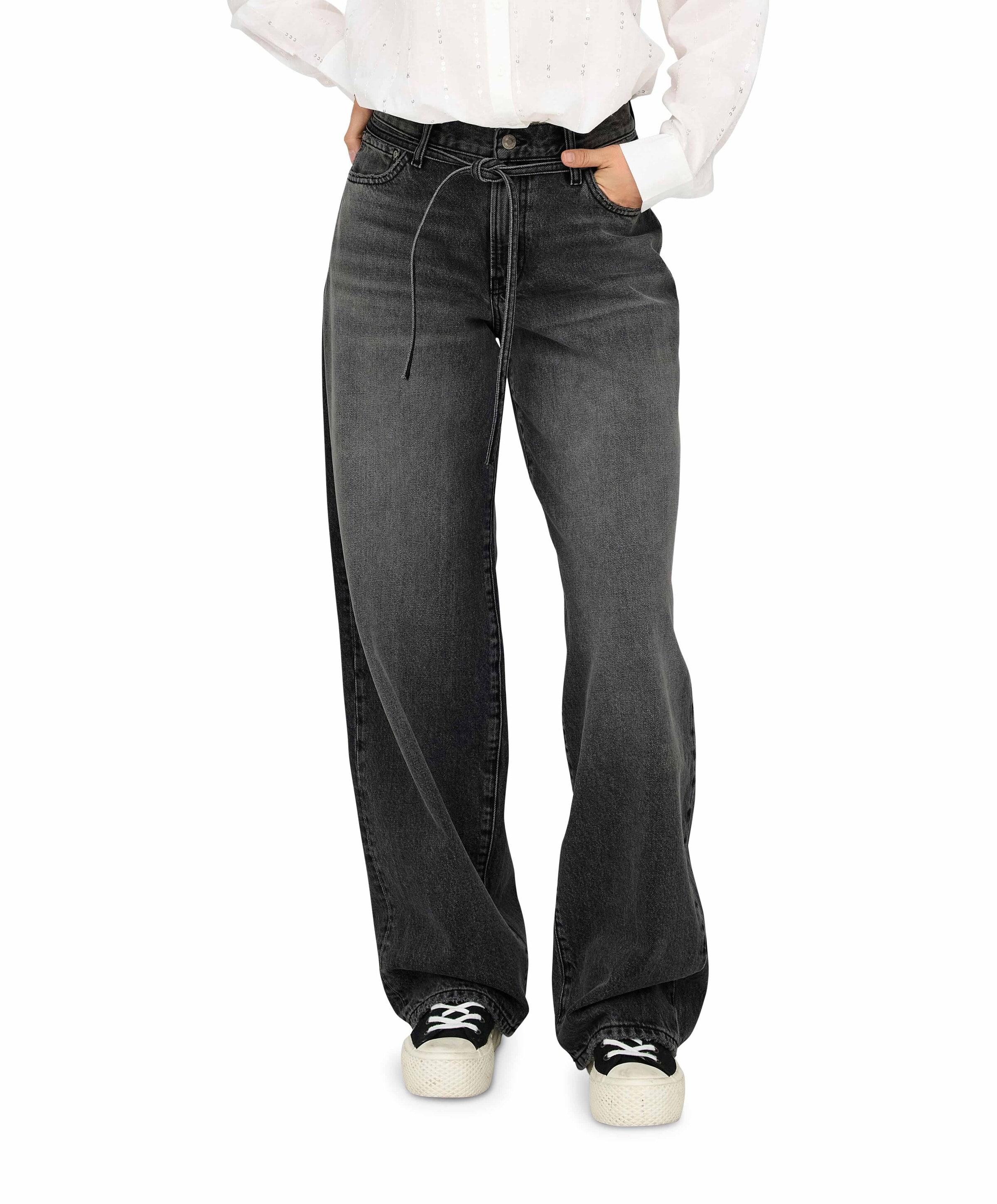 Only ONLGIANNA MW STRAIGHT DNM DOT980 NO dames jeans zwart