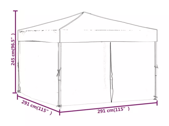 Tente de réception pliable avec parois Anthracite 3x3 m