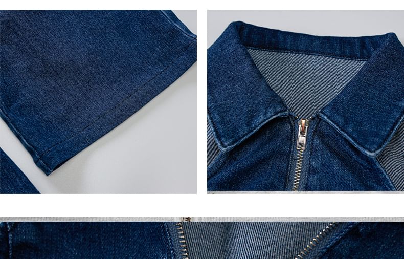Whoosh - Mouwloze halterjurk met wijde pijpen en denimlook
