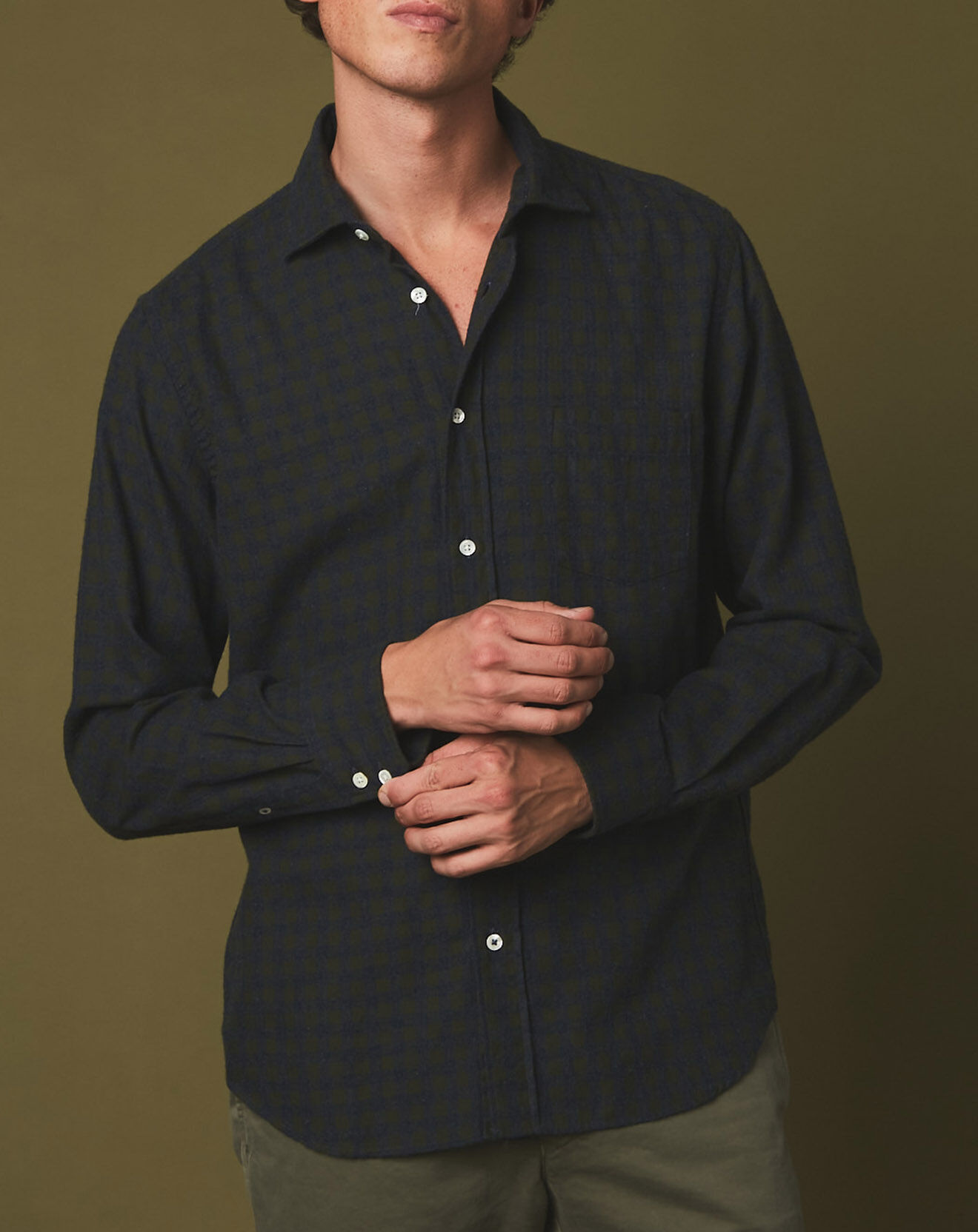 Hartford Chemise en Flanelle regular Paul à carreaux graphite
