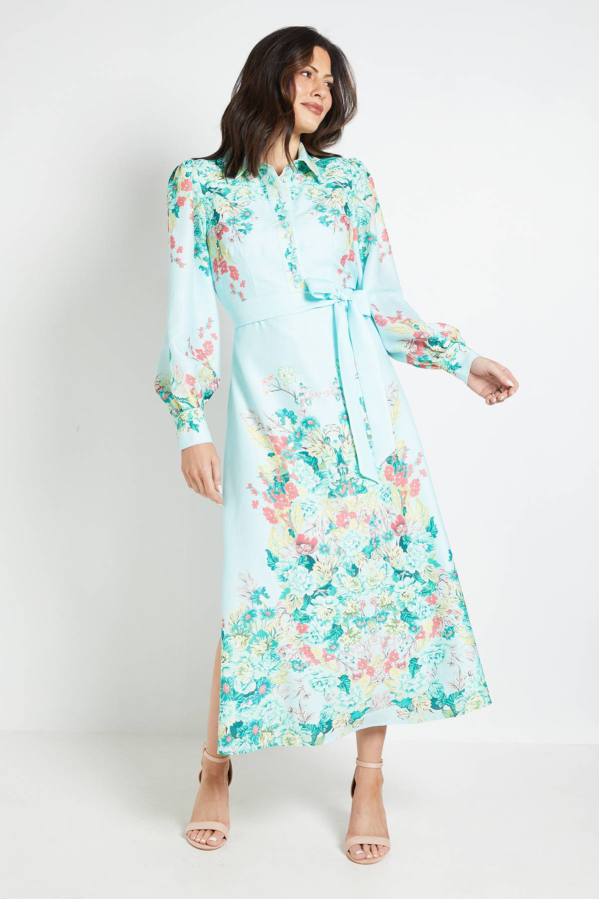 Wallis Robe Chemise Longue À Imprimé Floral Localisé