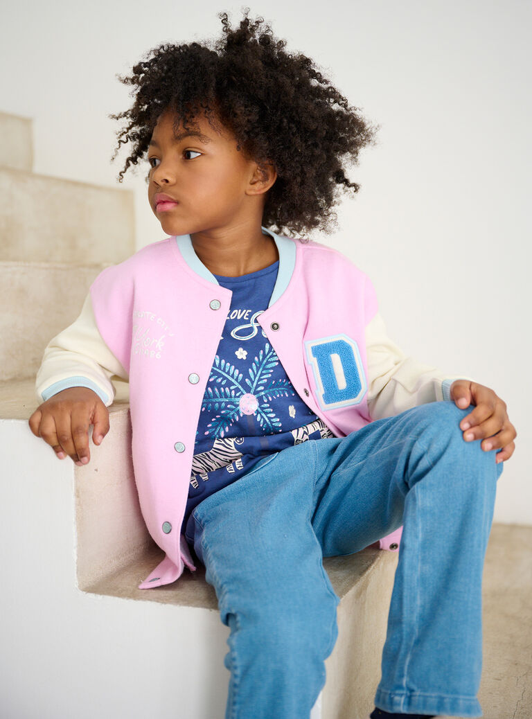 Cardigan rose en molleton façon teddy pour fille