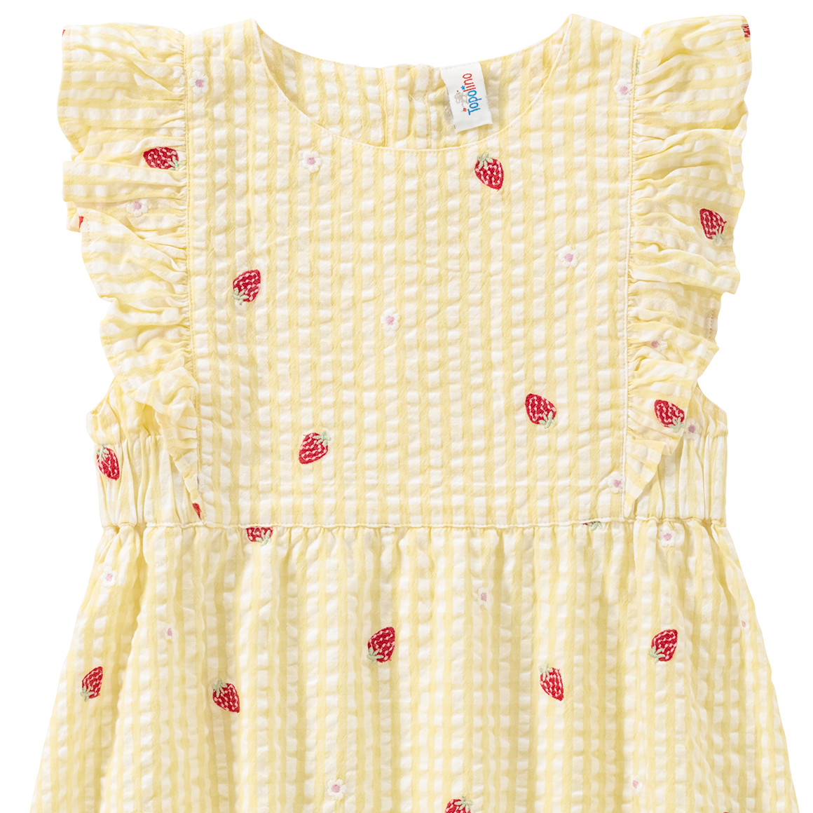 Topolino Mädchen Kleid mit Erdbeer-Allover gelb / weiss