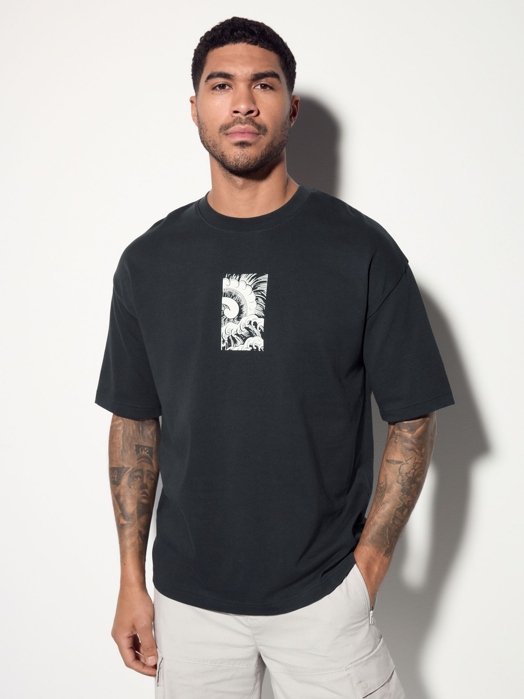 Zwart - Relaxed fit - Japans T-shirt met surfprint en grafische opdruk