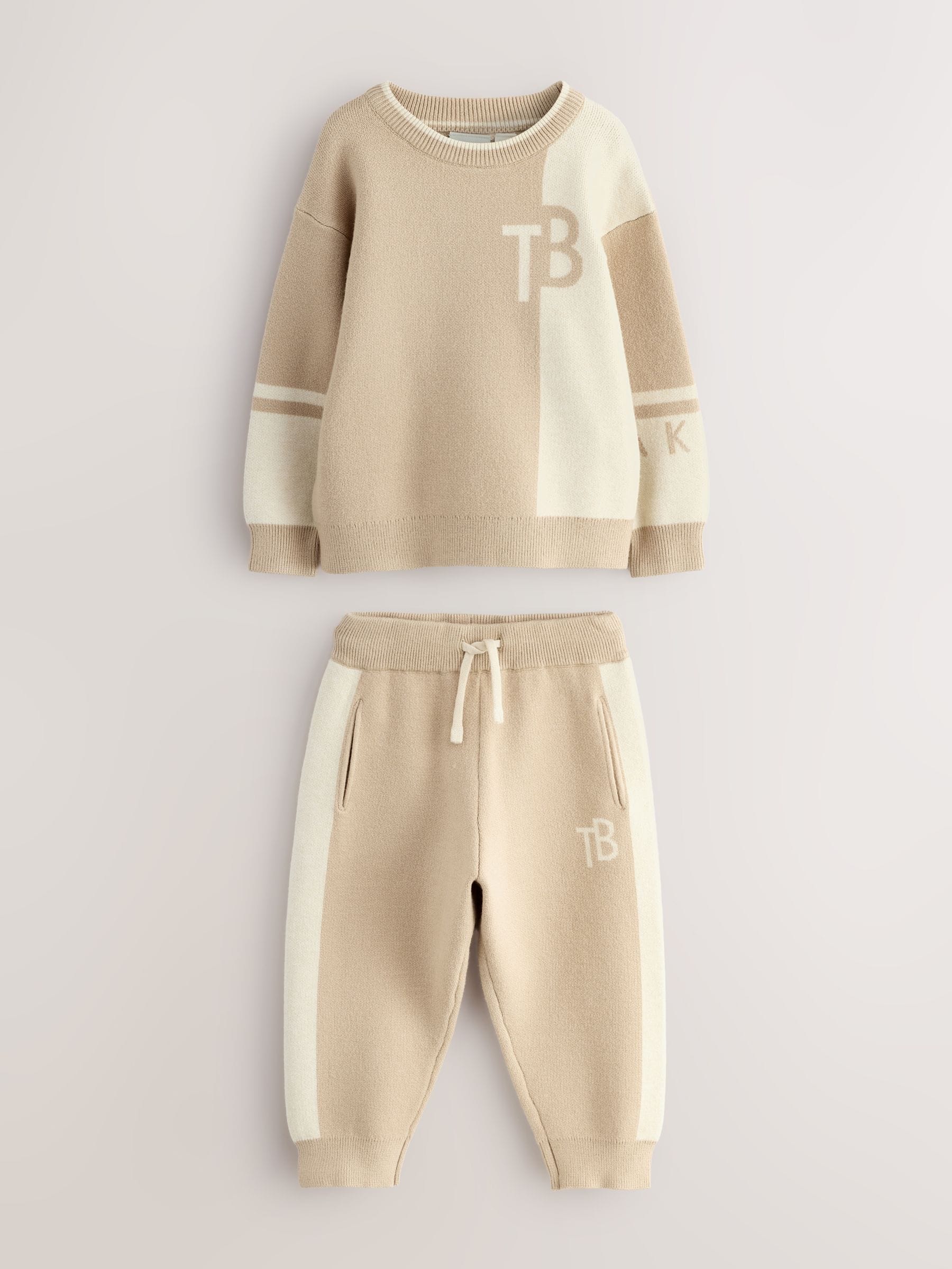 Pastelgeel - Baker by Ted Baker Colourblock Knitted Sweatshirt and Joggers Set