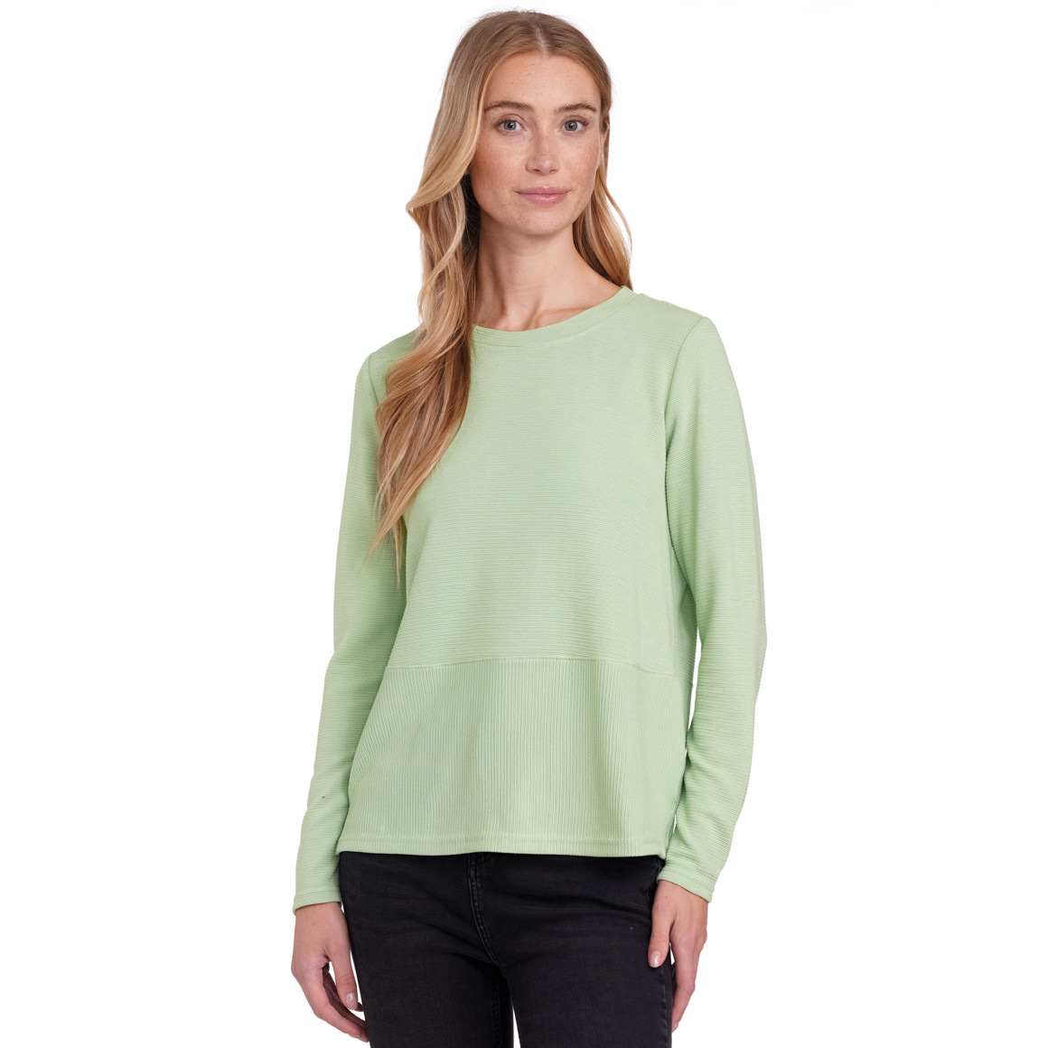 Damen Langarmshirt in strukturierter Qualität hellgrün