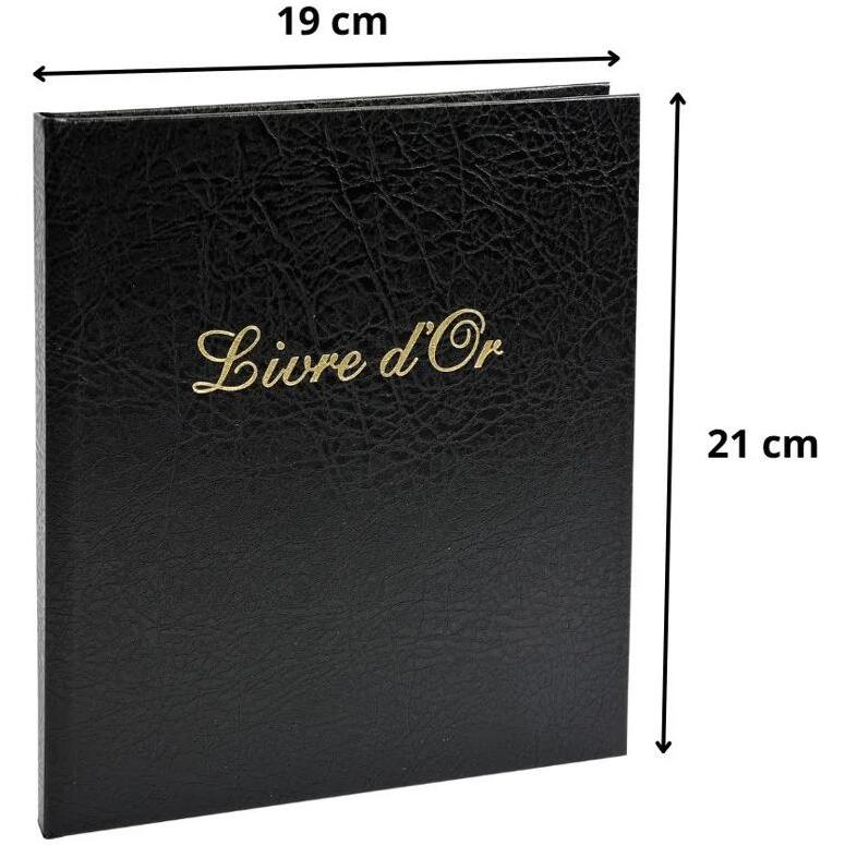 Livre d'or 140 pages tranche or 21 x 19 cm Balacron - noir