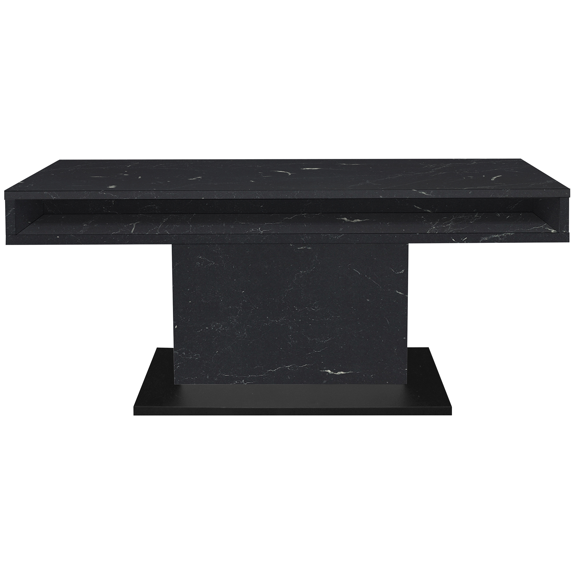 Couchtisch - schwarz matt - Keramik-Optik - 2 Fächer