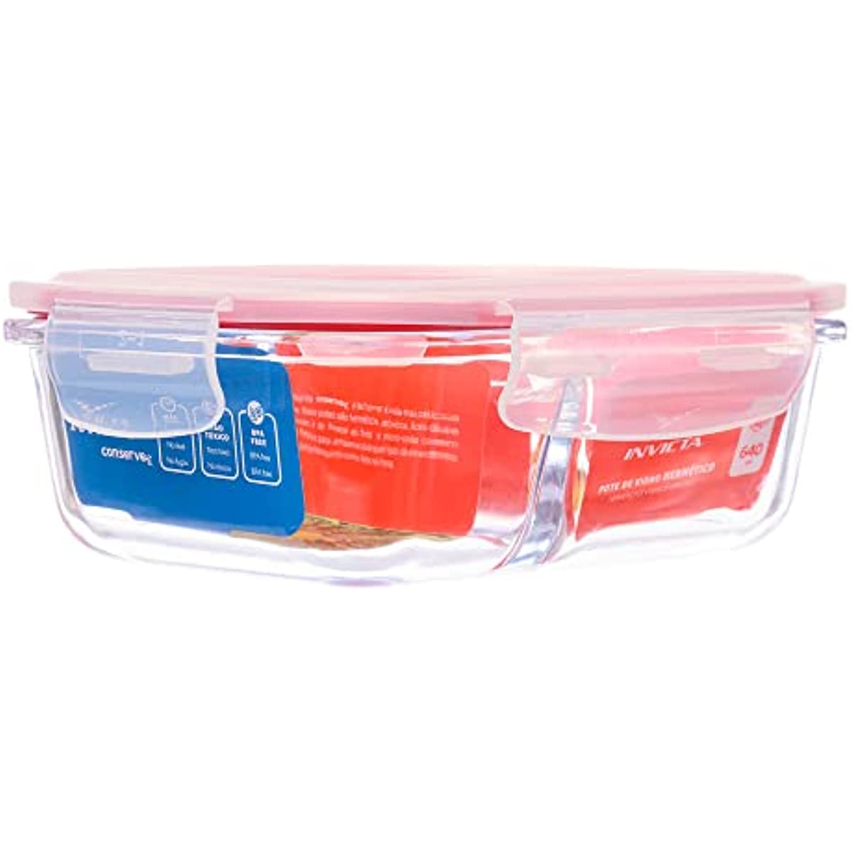 Pote de Vidro Herm&eacute;tico 640ml com Divis&oacute;ria Invicta