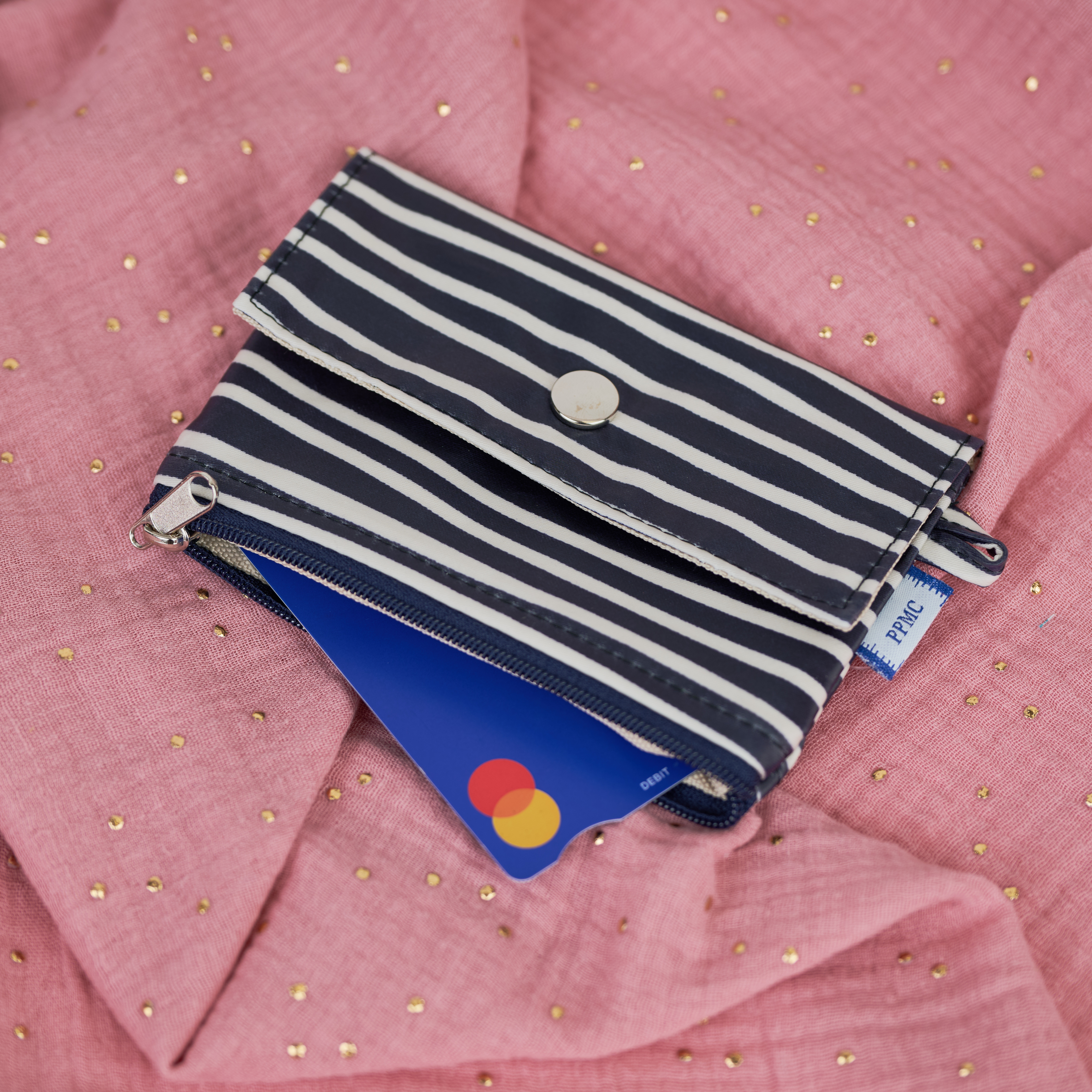 Mini Pochette Porte-Monnaie Rayé Ivoire Marine