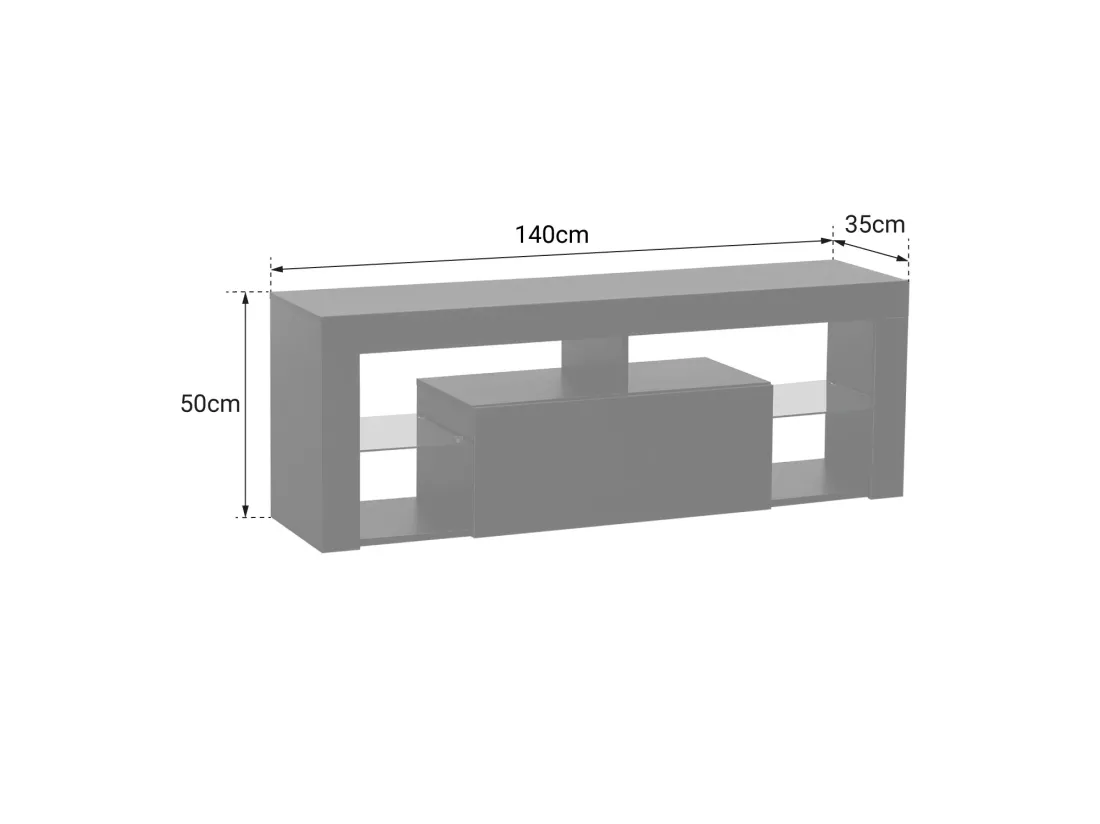 Meuble TV 140cm blanc à LED DARYL - HAPPY GARDEN