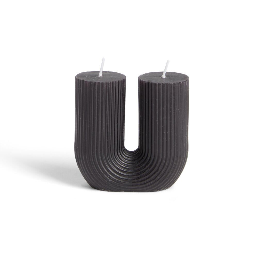 Bougie lettre U noire 6x4xH9cm