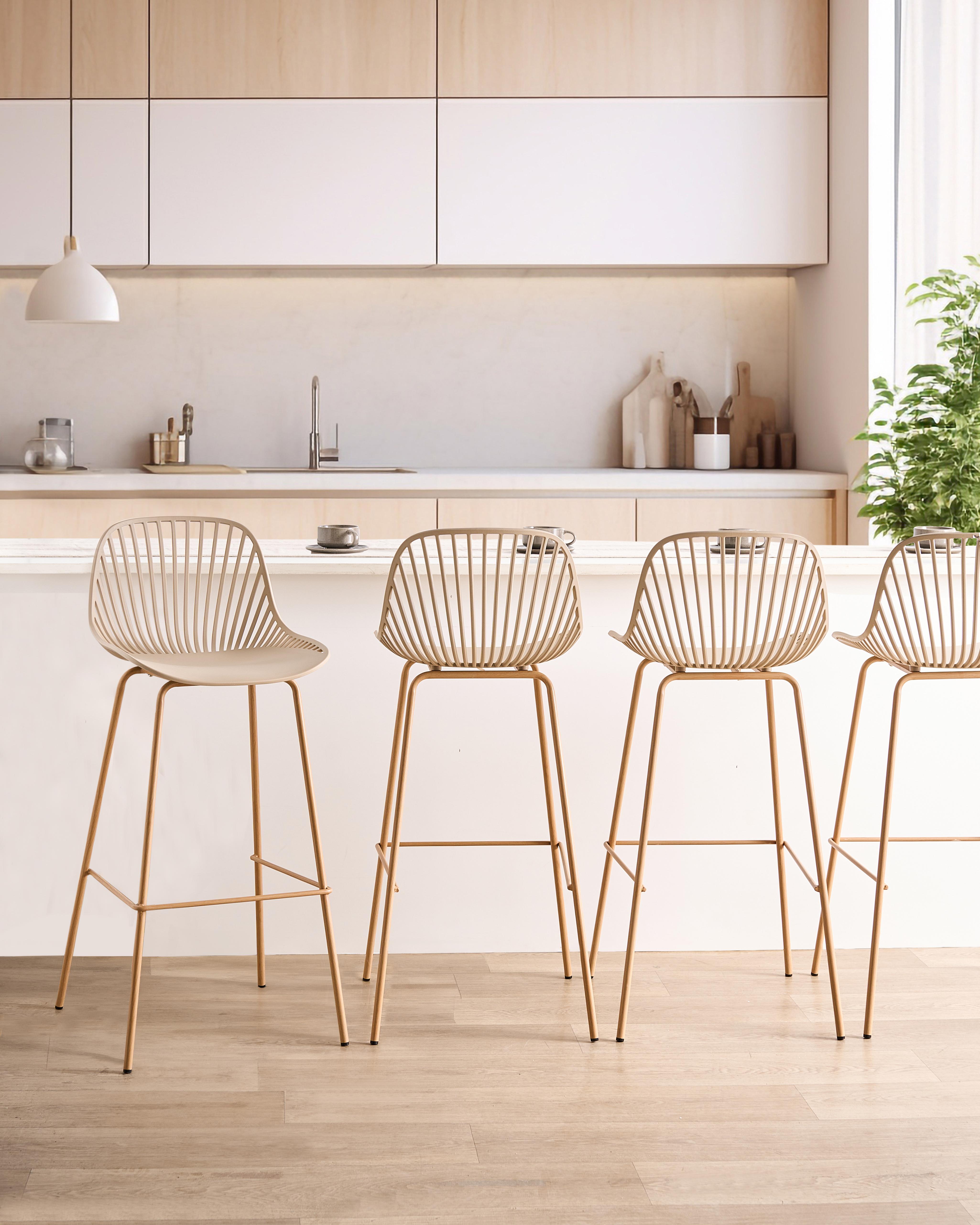 Set van 4 barstoelen KLEVE Beige