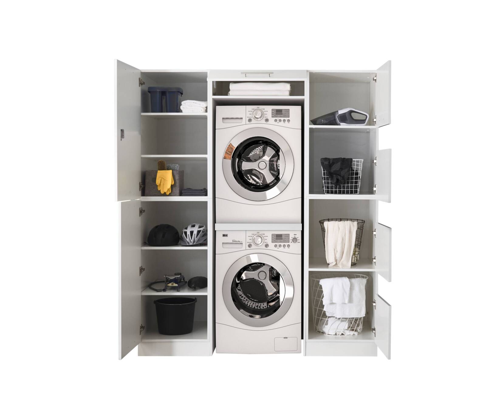 RESPEKTA 3-teiliges Hauswirtschaftsraum-Set CLARA - weiß matt - 167,4 cm