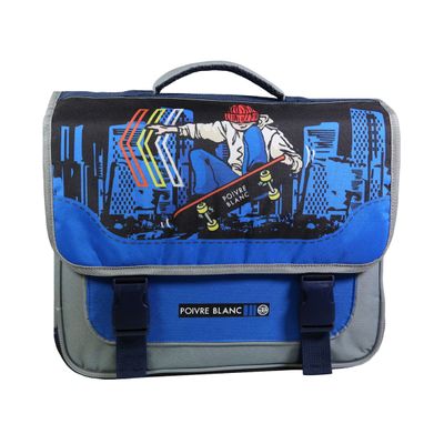 Cartable Poivre Blanc skate 38 cm - 2 compartiments - bleu - Bagtrotter