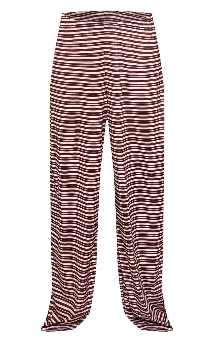 Chocolat Ensemble Pyjama Caraco Rayé Et Pantalon Large