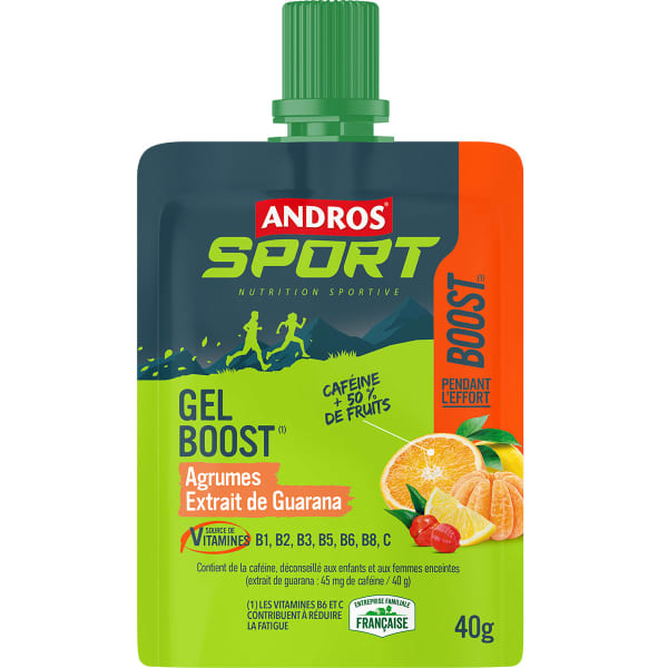 Gels énergétiques ANDROS GEL BOOST COUP DE FOUET AGRUMES GUARANA 40G