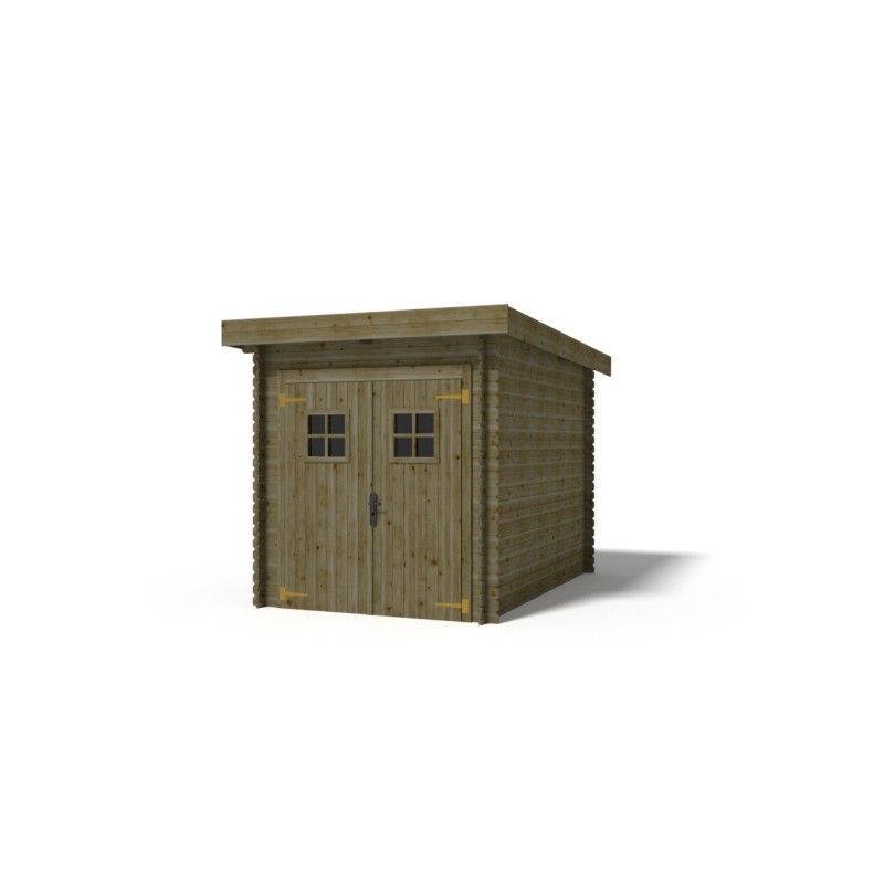 Abri de jardin en bois - 6m2 - 2x3m - traité - ep. 19mm - couleur: vert