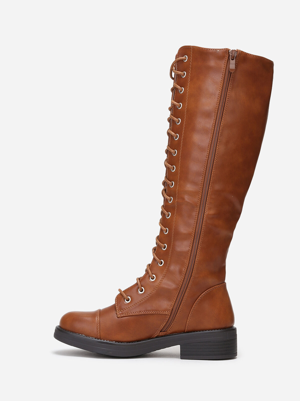 Bottes style rangers à lacets- Camel