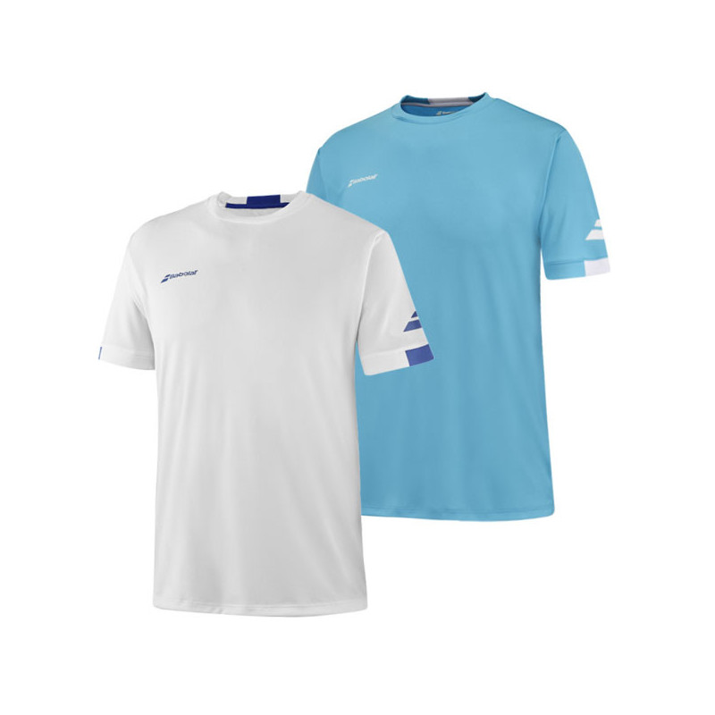 Tee-shirt enfant Babolat Play Crew blanc ou bleu clair