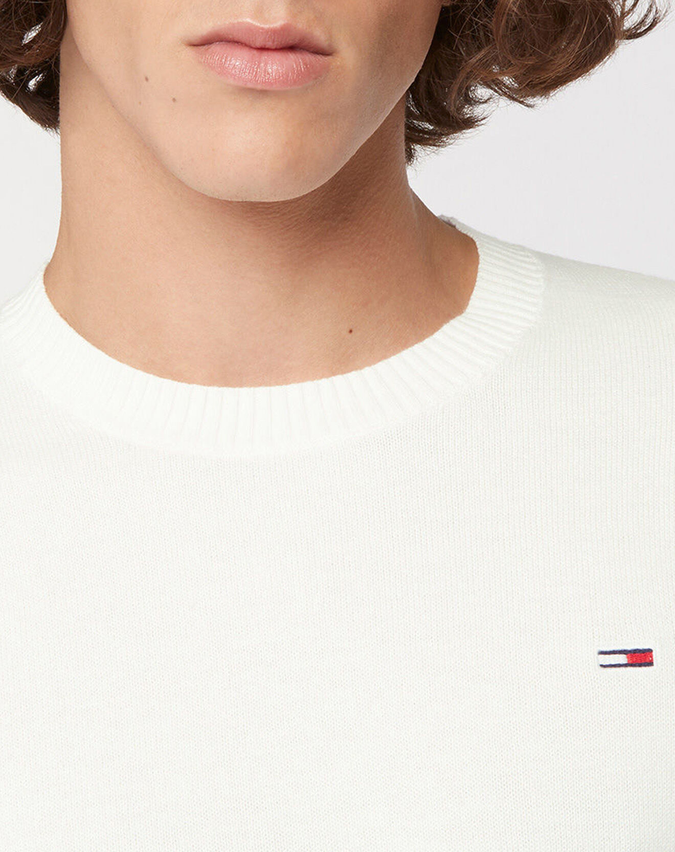 Tommy Jeans Pull 100% Coton Bio Essential light blanc