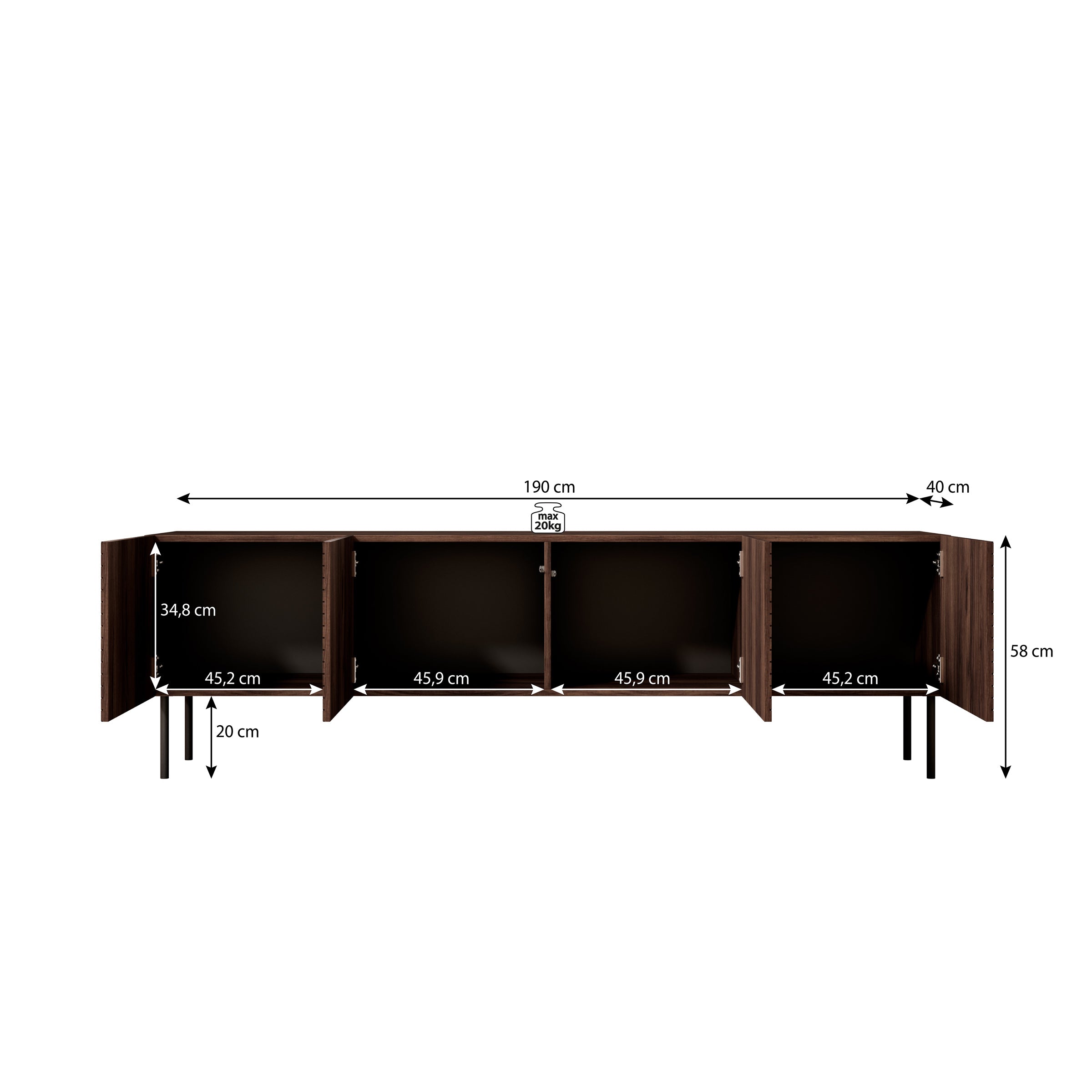 Meubella - TV-Meubel Adelaide - Eiken - 190 cm
