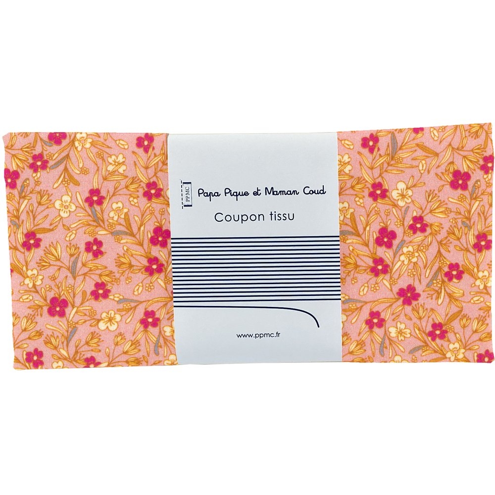 Coupon Tissu 50 Cm Petites Fleurs Vieux Rose Ex1114