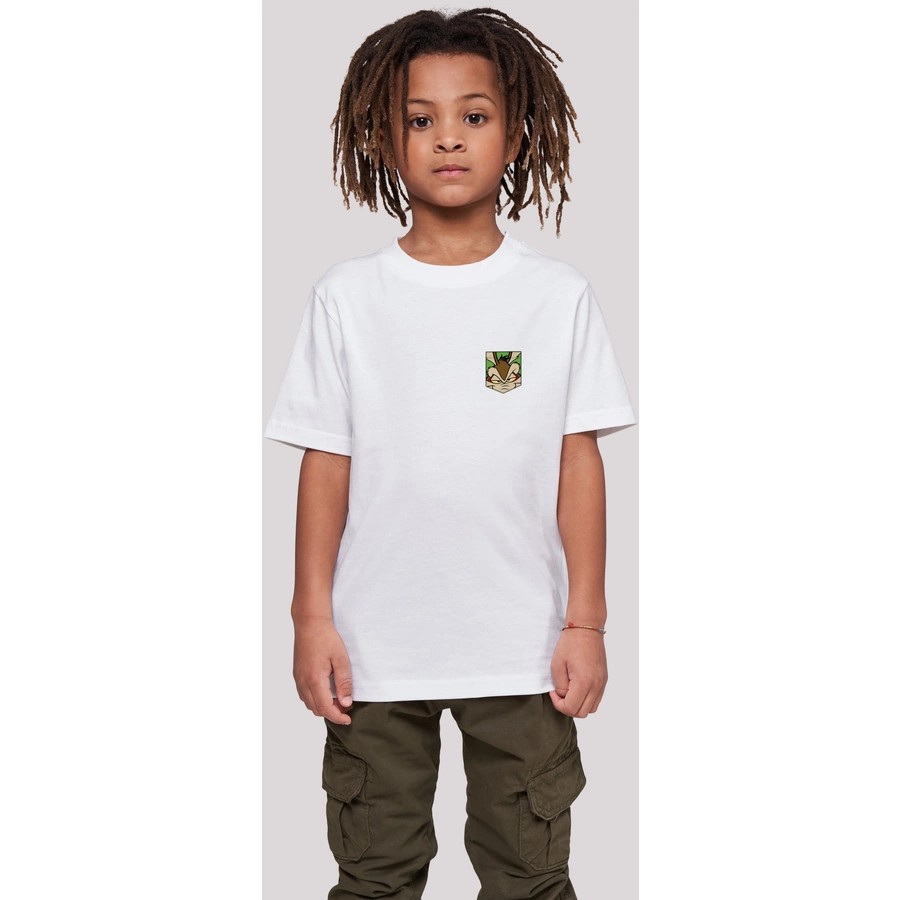 F4NT4STIC T-Shirt Looney Tunes Face Faux Pocket weiß
