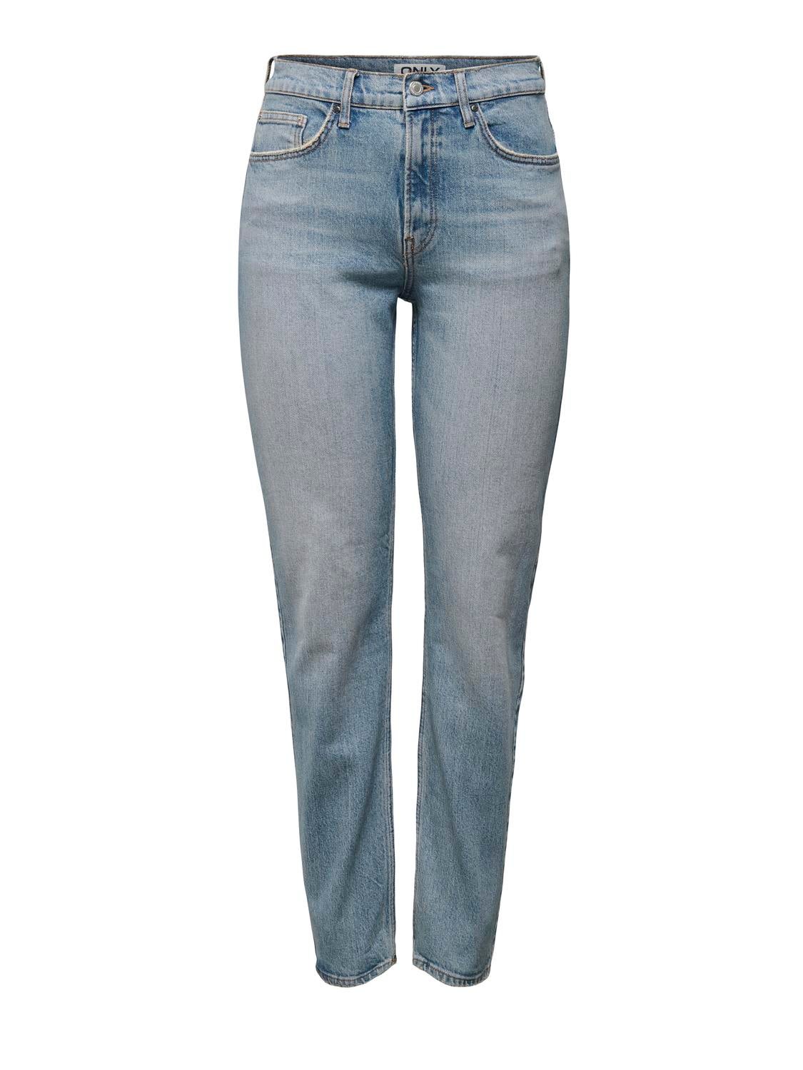 ONLEMILY Hohe Taille Gerade geschnitten Jeans Light Blue Denim