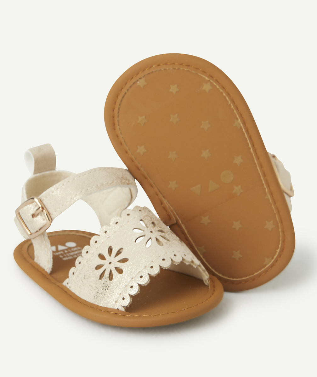 CHAUSSONS STYLE SANDALES BÉBÉ FILLE COULEUR DORÉE AJOURÉS