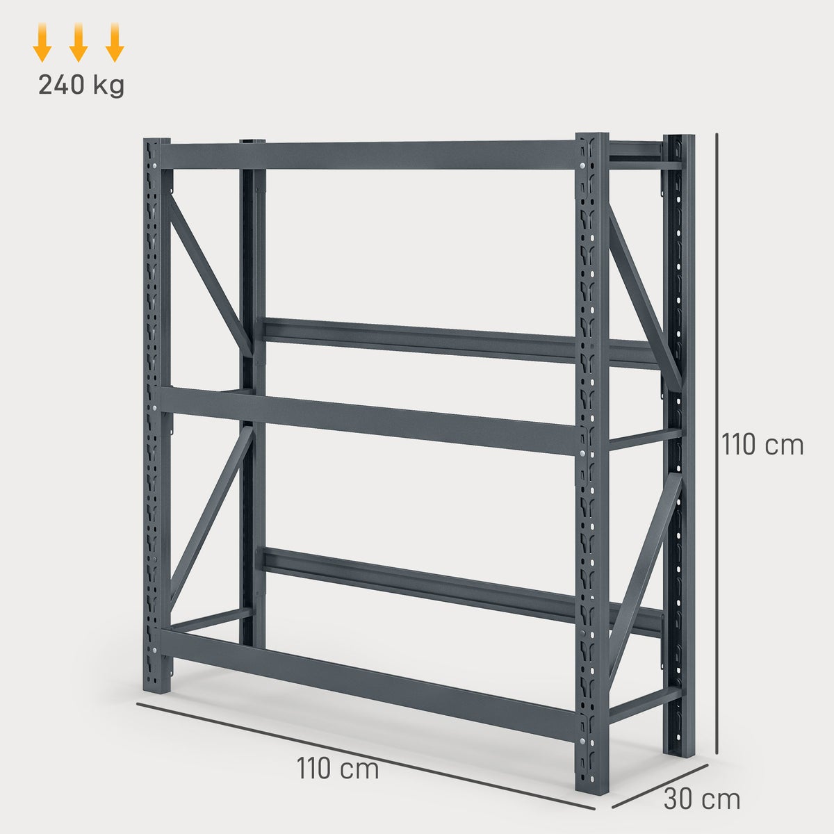 HOMCOM Drankkrattenrek voor 6 kratten, met plank, vrijstaand drankenrek met verstelbare plankhoogte, 110 x 30 x 110 cm, krattenrek met kantelbeveiliging, staal, grijs
