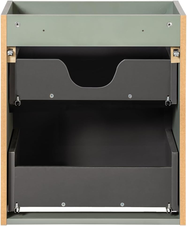 Lomadox Waschtisch 50cm, grün, gerillte Front, hängende Montage, geringe Tiefe 40cm