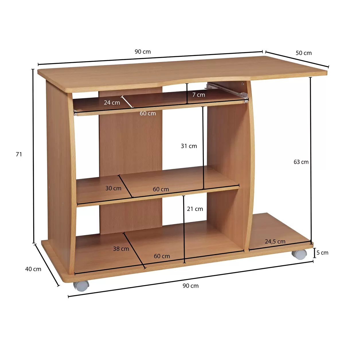 Schreibtisch Cadiz Buche,weiss