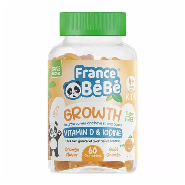 Gomas de crescimento para bebês da France Baby Nutrition, sabor laranja +4a