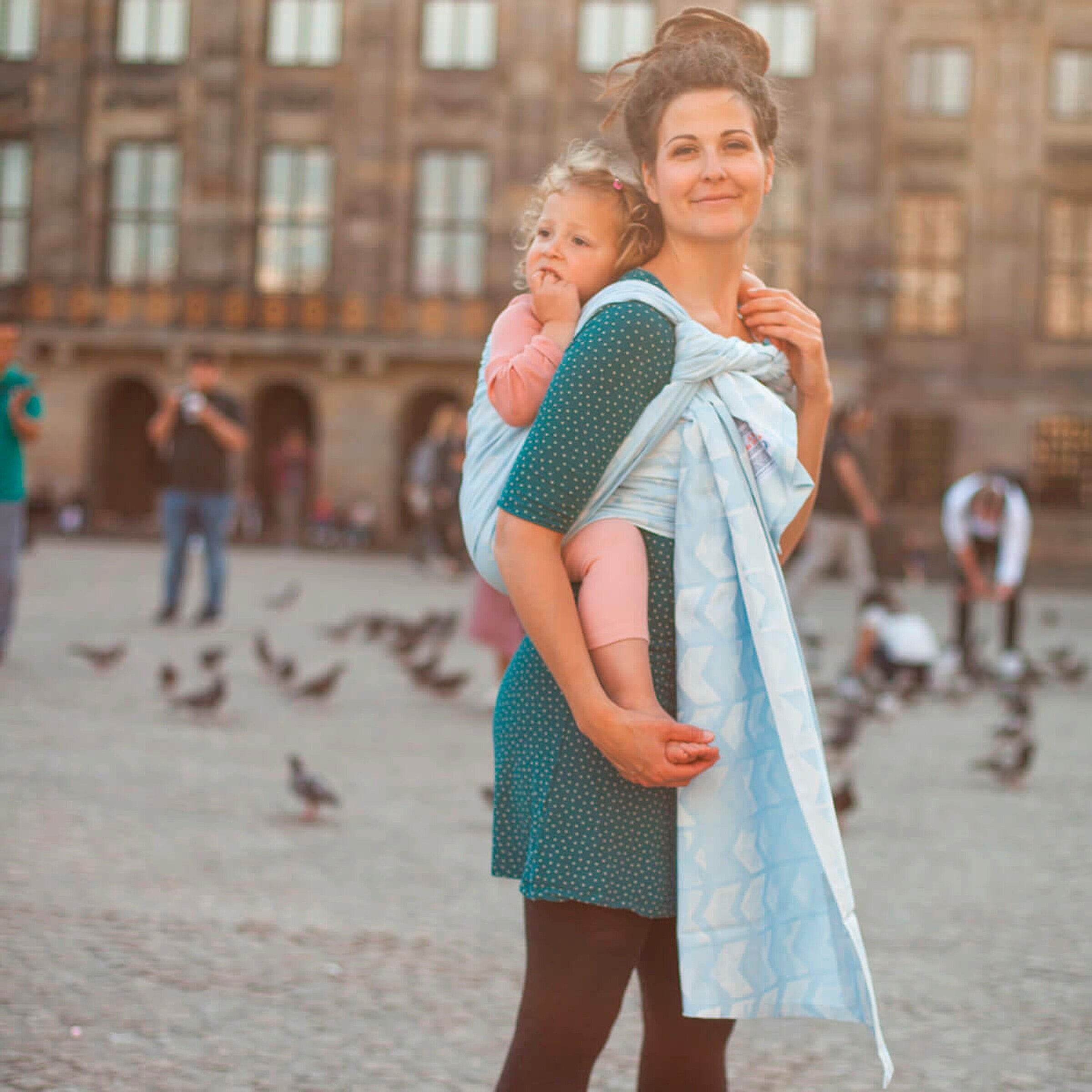HOPPEDIZ® Babytragetuch Gewebtes Tragetuch kbA Amsterdam aqua