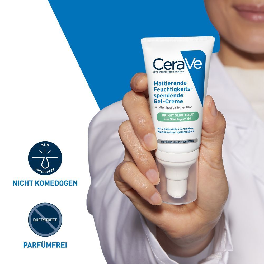 CeraVe Mattierende Feuchtigkeitsspendende Gel-Creme: Spendet Feuchtigkeit und absorbiert überschüssigen Talg bei öliger und fettiger Haut