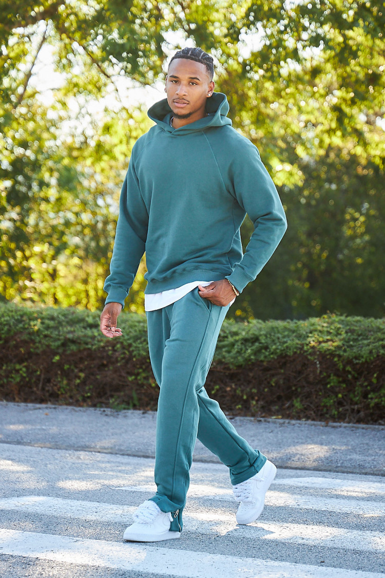 Ensemble 2 pièces sweat + jogging vert/bleu