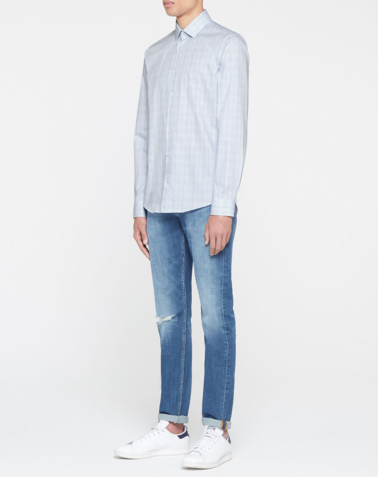 Calvin Klein Chemise slim à carreaux fenêtre bleu/blanc