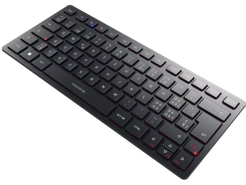 Cherry Funk-Tastatur KW 9200 Mini Wiederaufladbare Multi-Device Kompakttastatur mit 2.4 GHz Funk-, Bluetooth 5.0- und Kabelverbindung