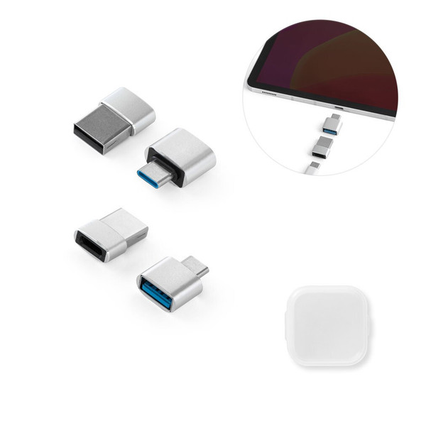 hi!dea 97090 - Jeu de 2 adaptateurs USB-A / USB-C en aluminium
