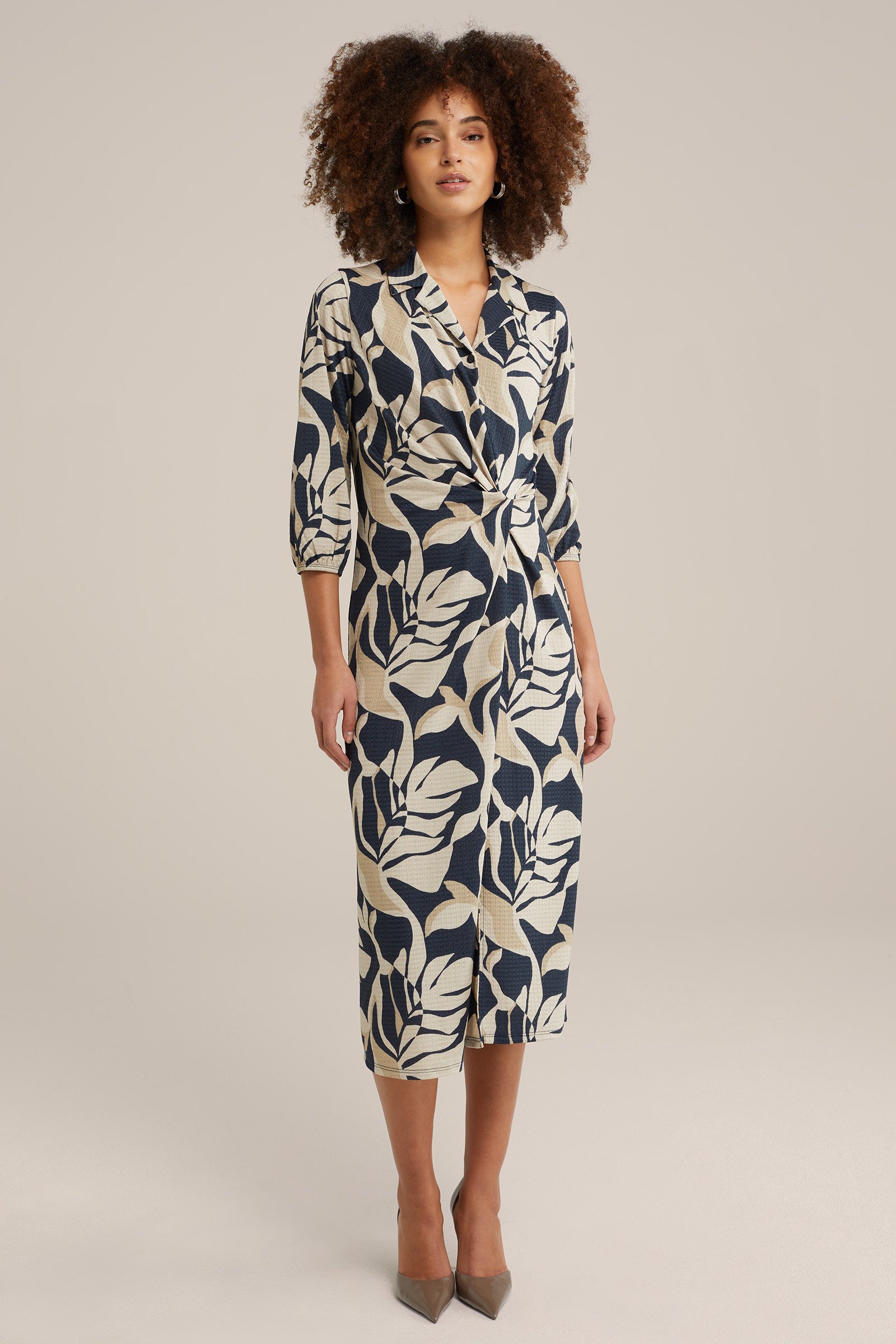 jurk met dessin WE Fashion Beige