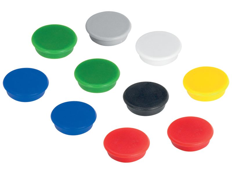 Franken Haftmagnet Ø 24 mm, 10 Stück, Sortiert Signalmagnete für die Anwendung auf Plantafeln und zur Anbringung von Notizen