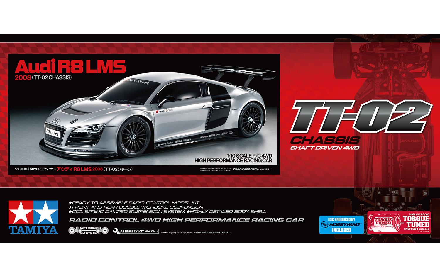 Audi R8 LMS 2008 Bausatz, 1:10, 4WD, TT-02<br>RC Modell Bausatz